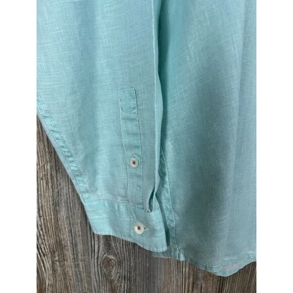 Tommy Bahama RELAX Button Up Shirt Men XL Linen Long Sleeve Blue Beach Nautical - Picture 4 of 12